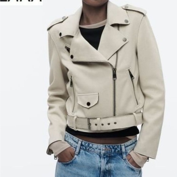 ⬇️ $37.00 ⬇️ Zara Basic Outerwear Faux Leather Biker Jacket Mustard shade. - Picture 2 of 16